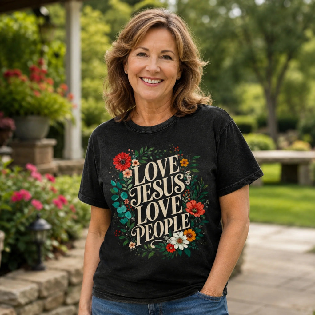 Love Jesus Love People Shirt – Christian Floral Faith T-Shirt