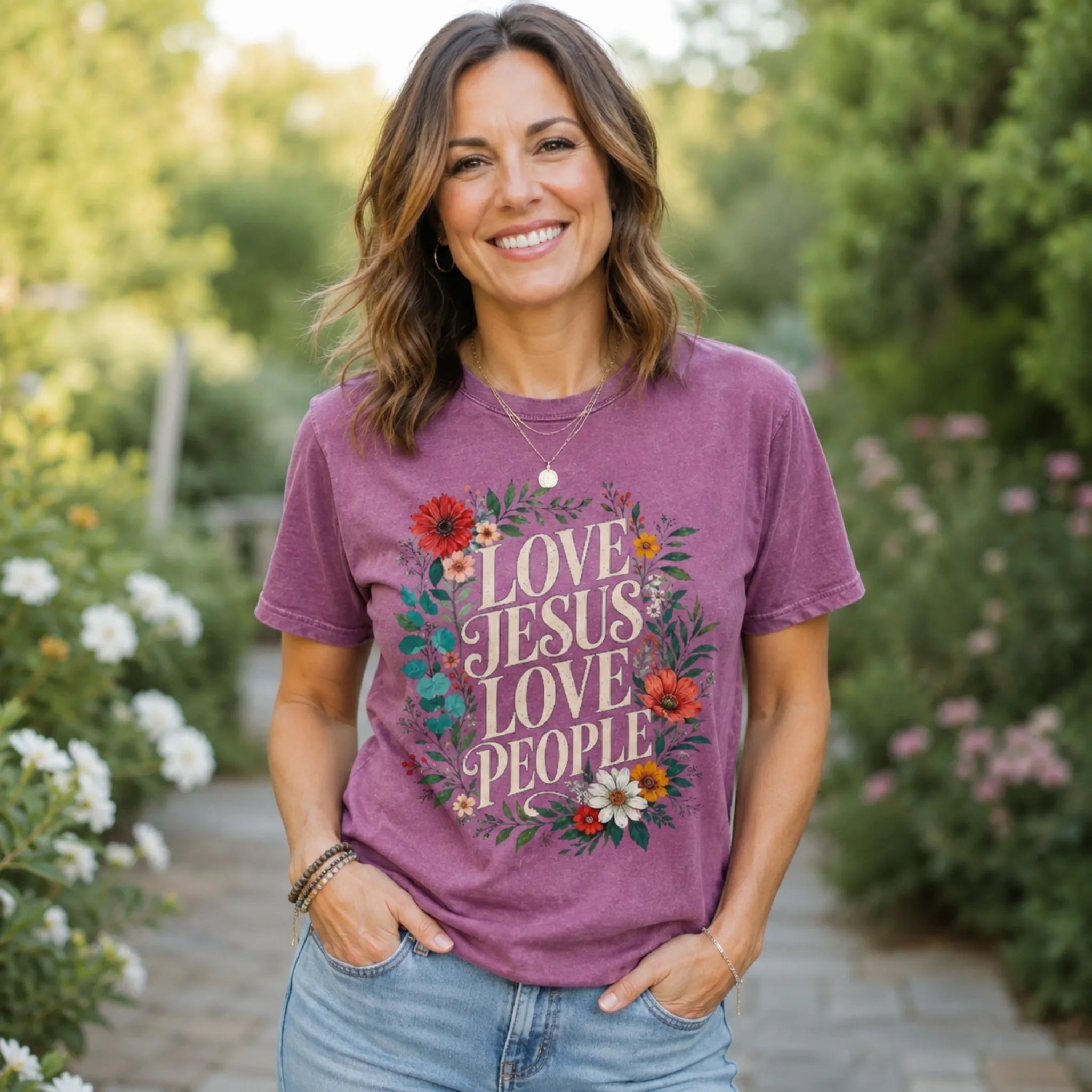 Love Jesus Love People Shirt – Christian Floral Faith T-Shirt