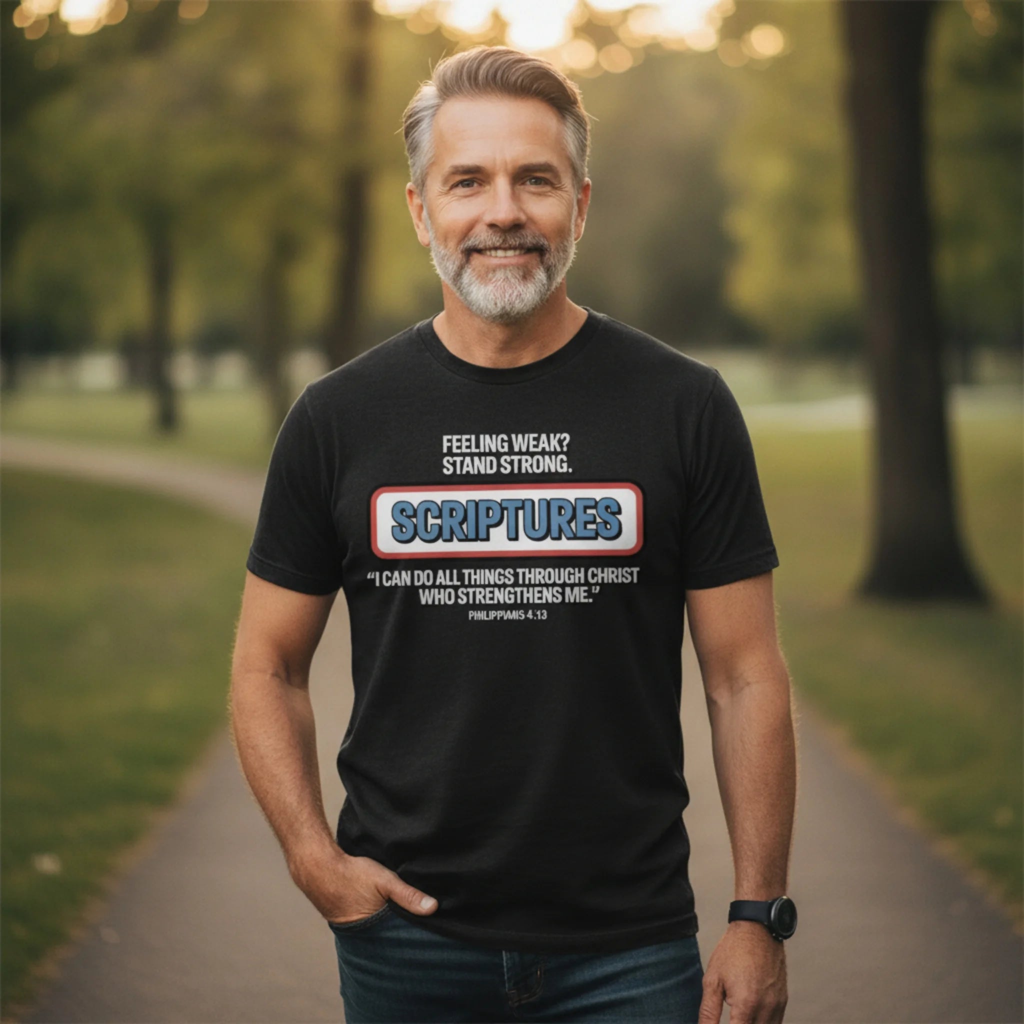 Feeling Weak? Stand Strong. Scriptures Shirt | Philippians 4:13 Tee