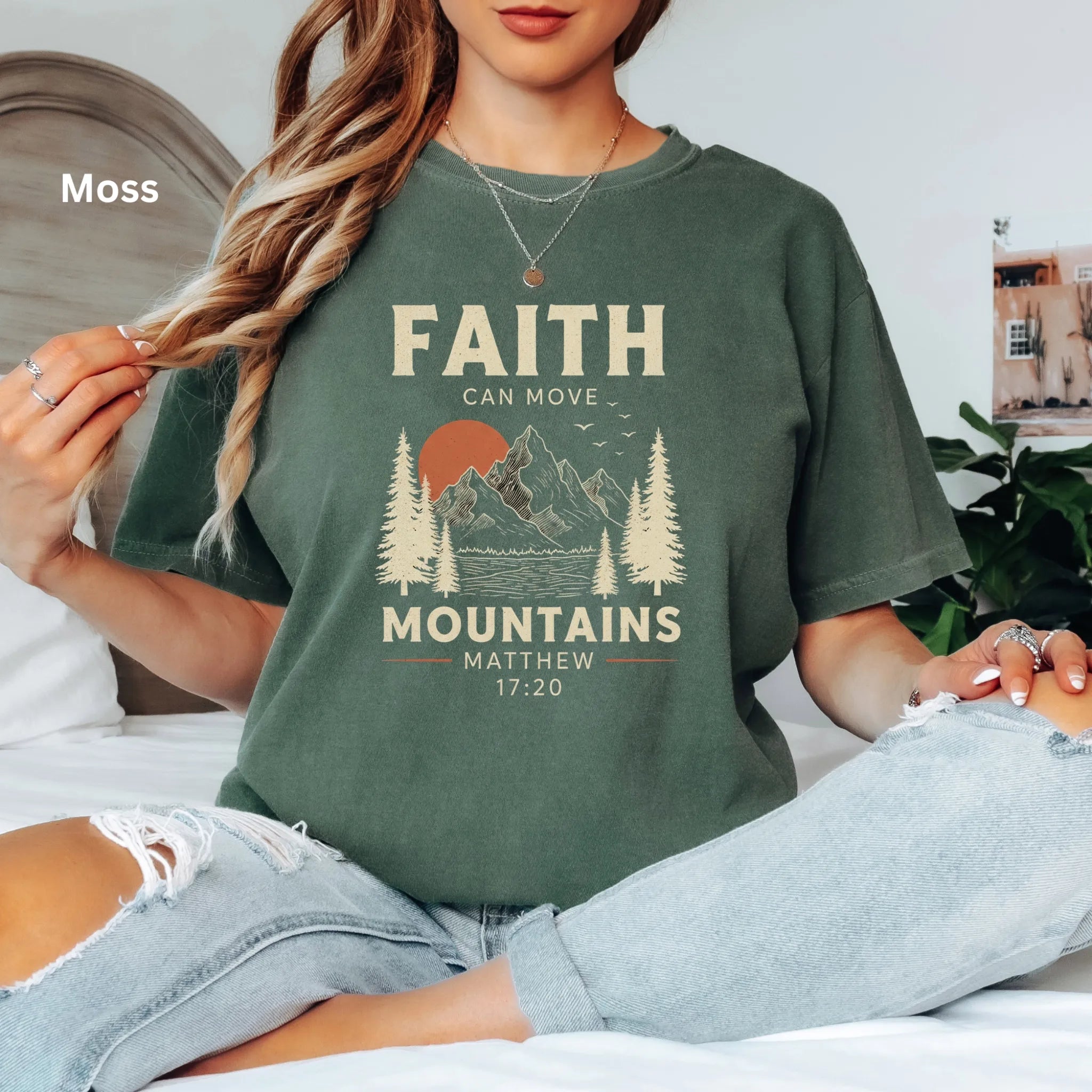 Faith Can Move Mountains Shirt | Matthew 17:20 Christian Graphic Tee for Men and Women