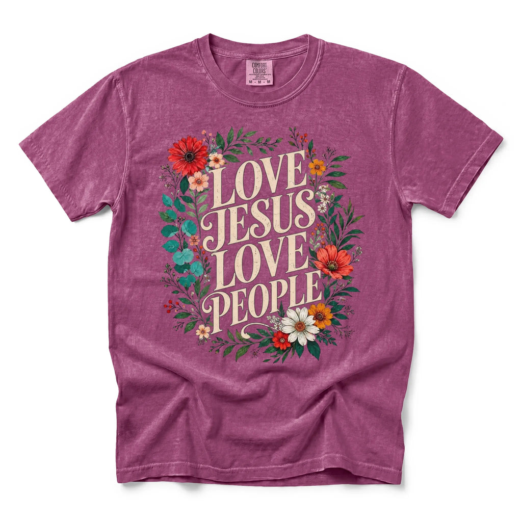 Love Jesus Love People Shirt – Christian Floral Faith T-Shirt