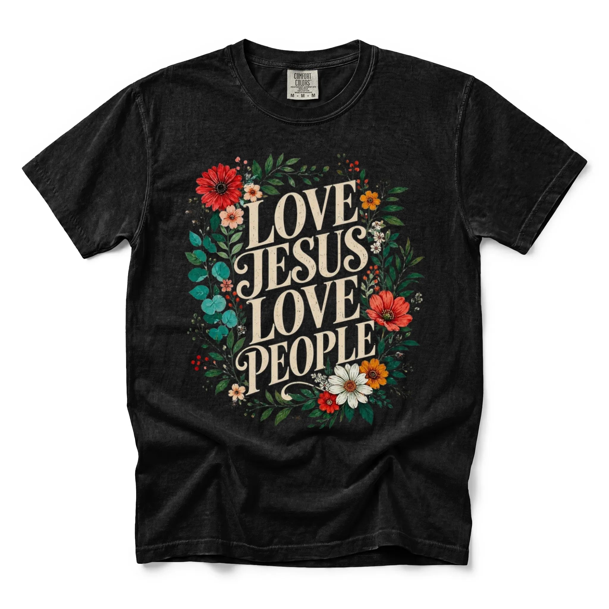 Love Jesus Love People Shirt – Christian Floral Faith T-Shirt