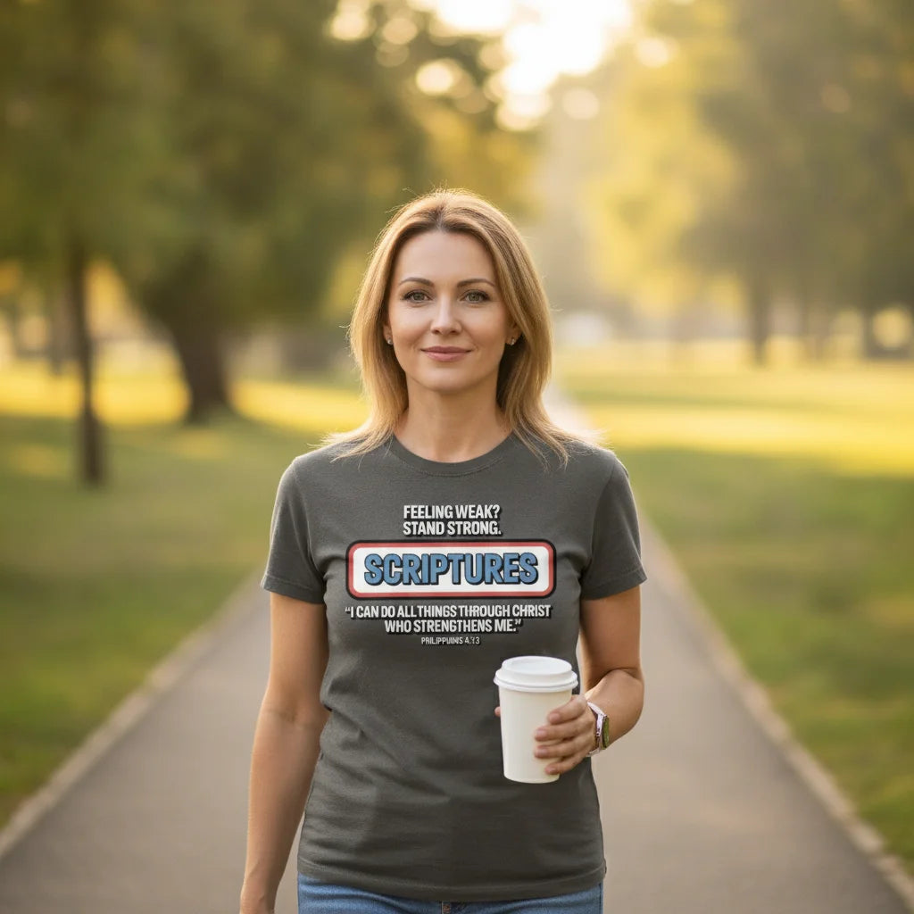 Feeling Weak? Stand Strong. Scriptures Shirt | Philippians 4:13 Tee